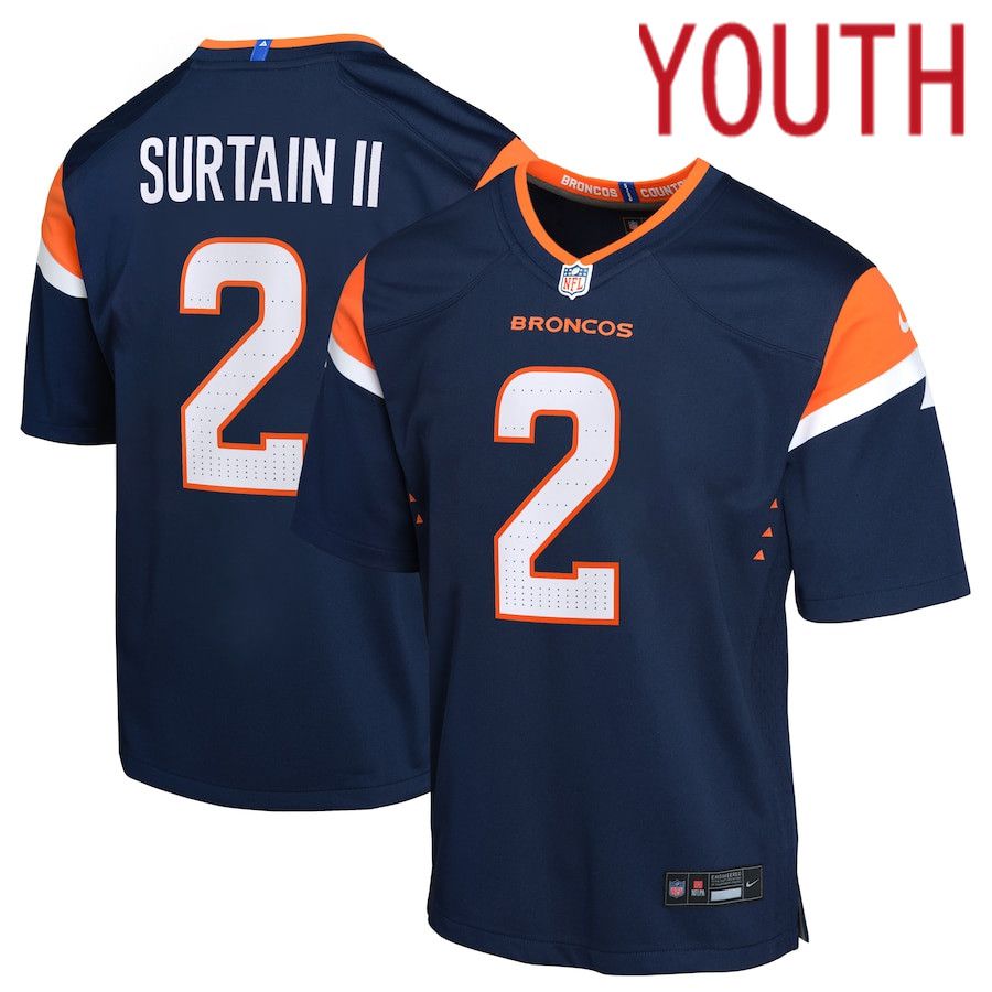 Youth Denver Broncos #2 Patrick Surtain II Nike Navy Alternate Game NFL Jersey->youth nfl jersey->Youth Jersey